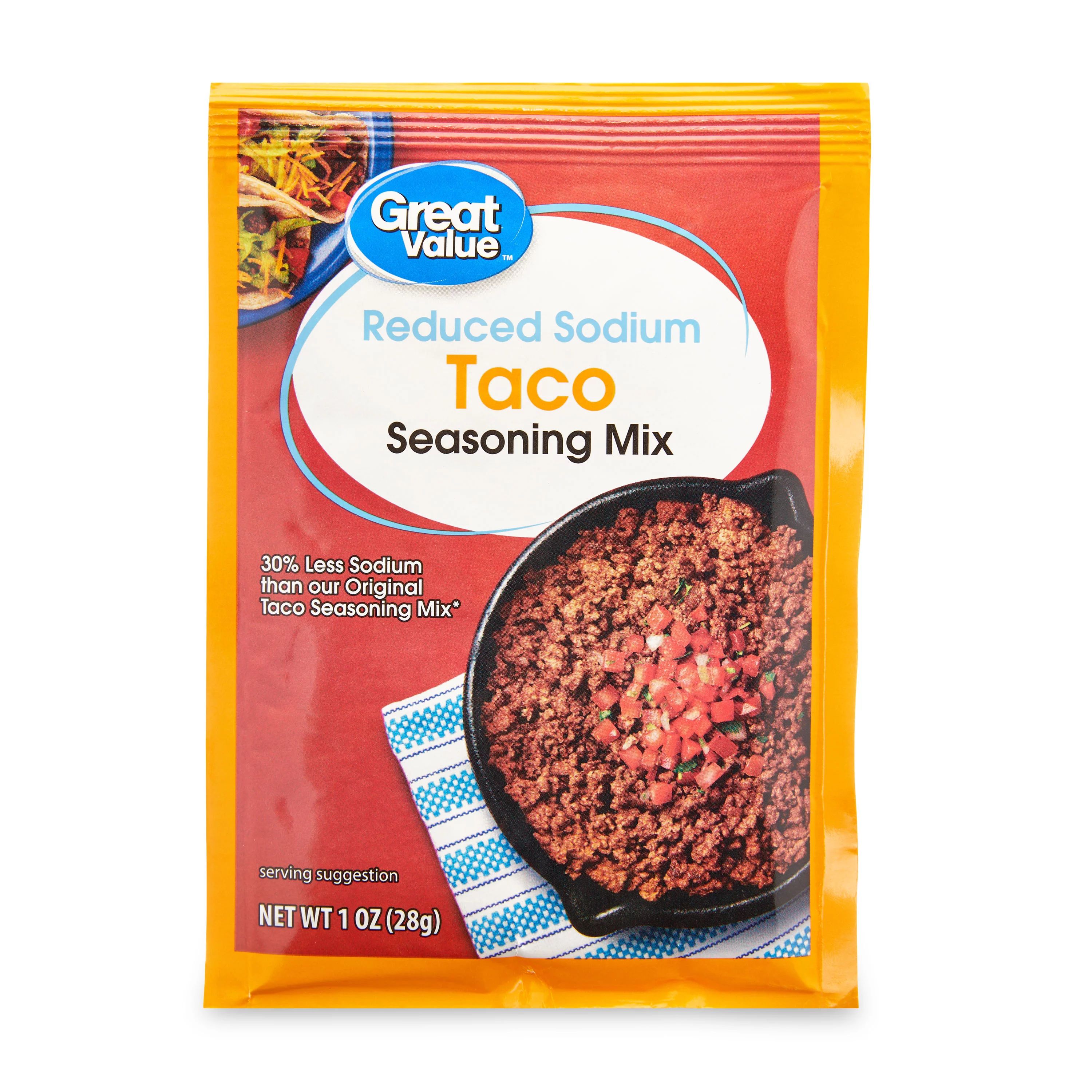 Great Value Reduced Sodium Taco Seasoning Mix, 1 oz | Walmart (US)