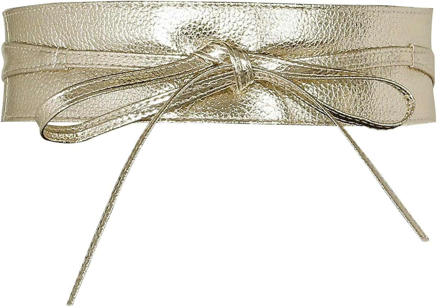 Ayliss Women Soft PU Leather Obi Belt Self Tie Wrap Cinch Belt Fashion Bowknot Waistband Wrap Bel... | Amazon (US)