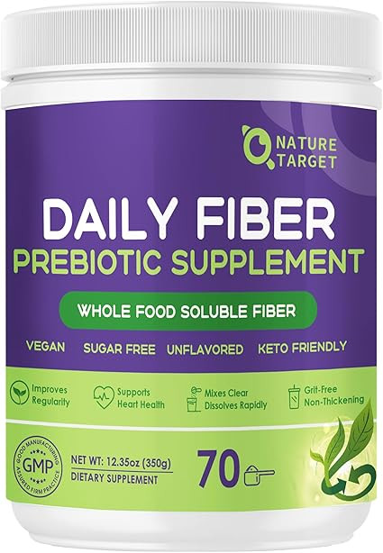 NATURE TARGET Daily Fiber Supplement - Soluble Prebiotic Fiber Powder for Gut Health, Whole Food ... | Amazon (US)