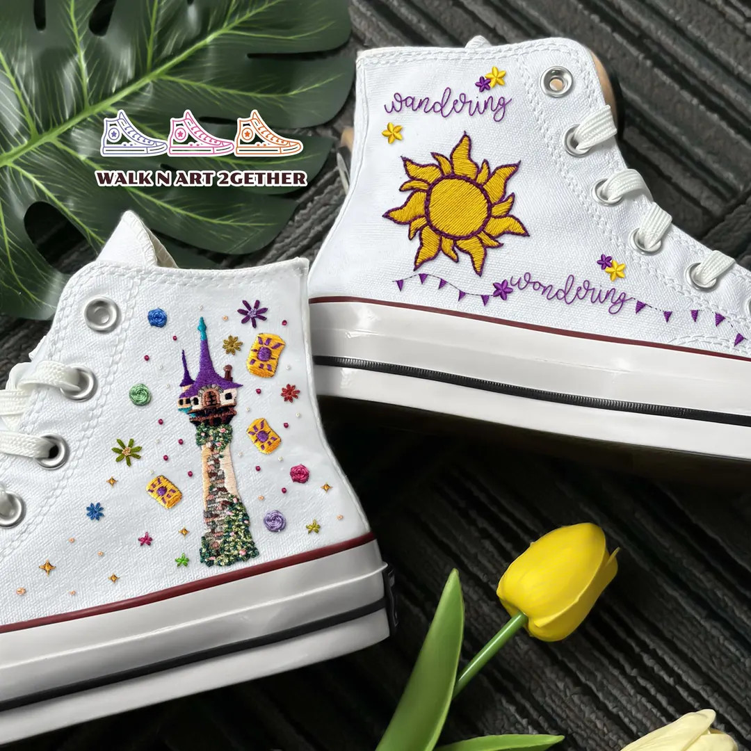 Wondering Wandering Embroidery Converse, Princess Inspired Embroidered Converse, Custom Converse ... | Etsy (US)
