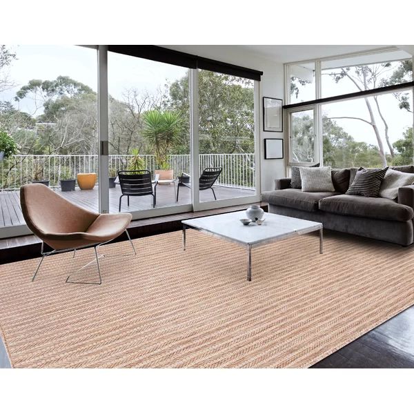 Halleck Striped Indoor / Outdoor Area Rug in Brown | Wayfair North America