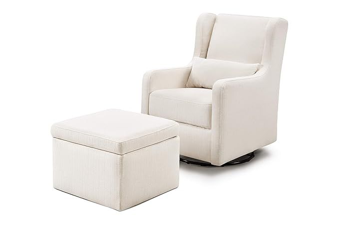 Carter's by DaVinci Adrian Swivel Glider with Storage Ottoman in Performance Cream Linen, Water R... | Amazon (US)