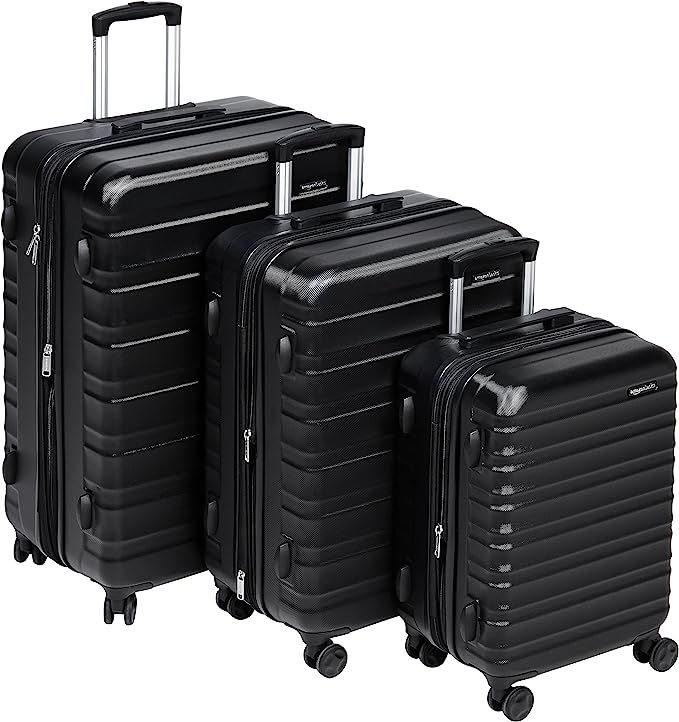 AmazonBasics Hardside Spinner Suitcase Luggage - Expandable with Wheels - 3-Piece Set, Black | Amazon (US)
