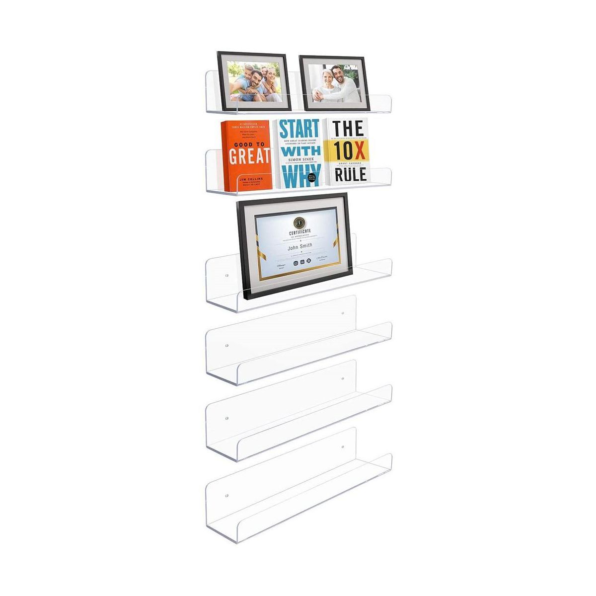 Sorbus 6 Pack Acrylic Wall Ledge Floating Shelf Rack Organizer - Perfect for Displaying books, de... | Target