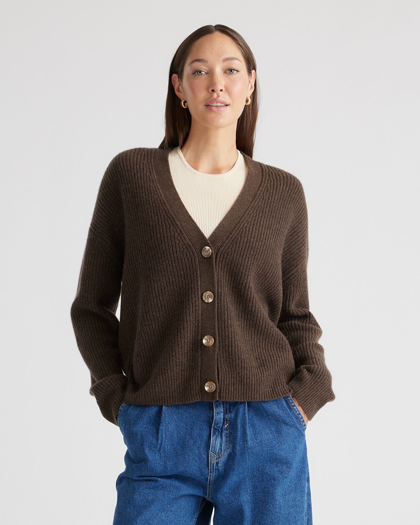 Mongolian Cashmere Fisherman Cropped Cardigan Sweater | Quince