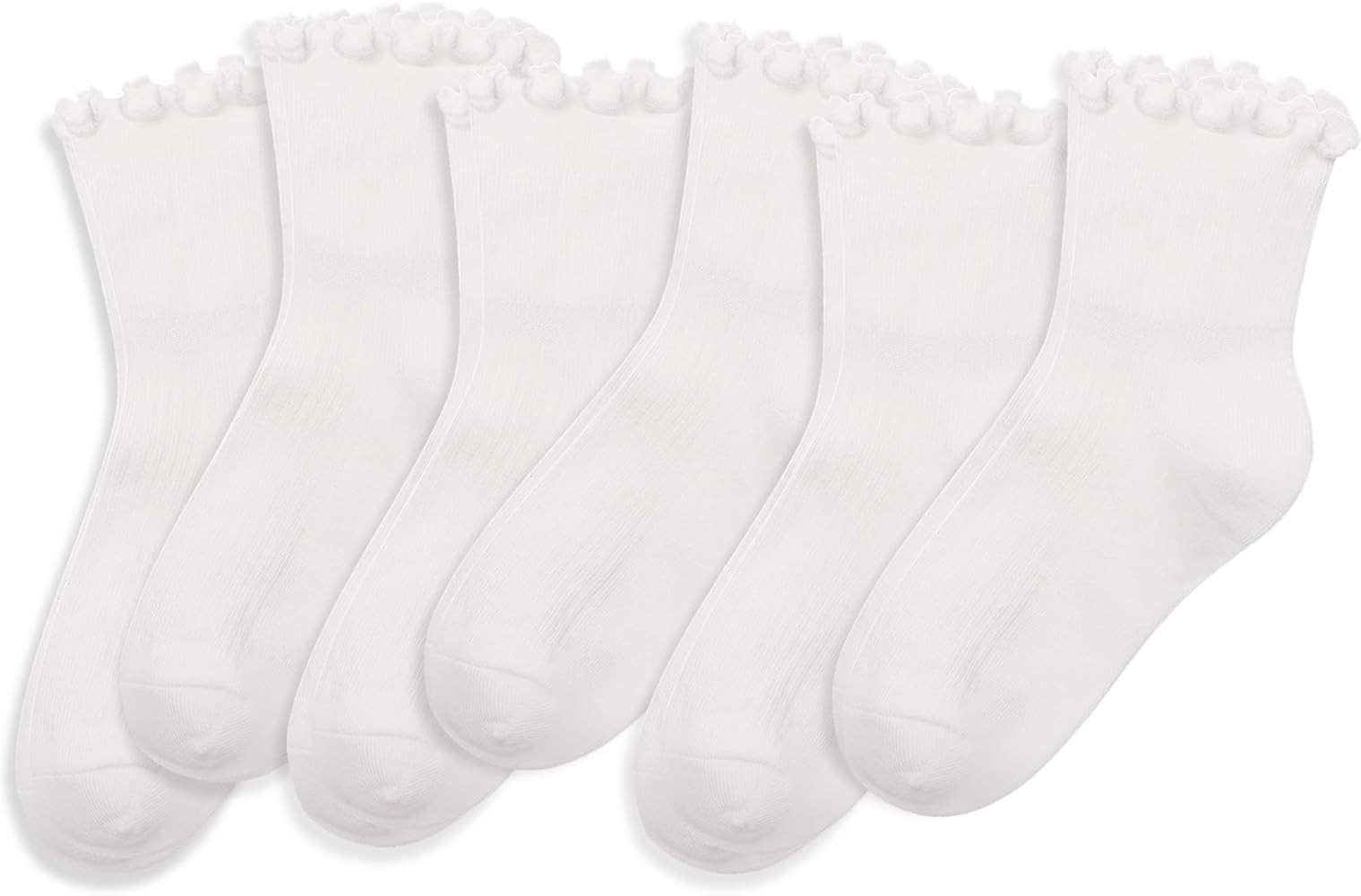 Cute Ruffle Ankle Socks for Women, 6-Pack Frilly Cotton Lettuce Edge, Mary Janes Casual Office Dr... | Amazon (US)