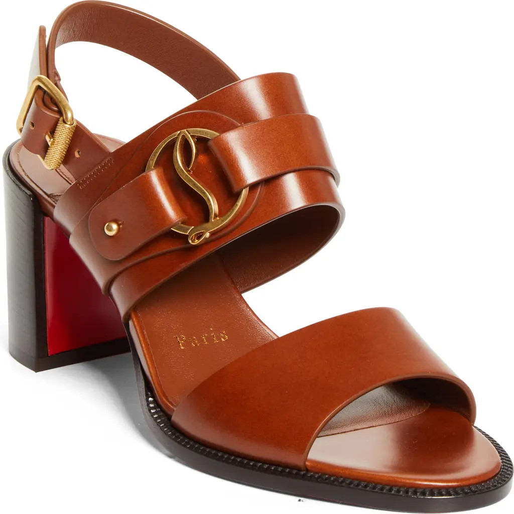 Christian Louboutin In Roma Block Heel Sandal in Dark Carmine/brown at Nordstrom, Size 5.5Us | Nordstrom