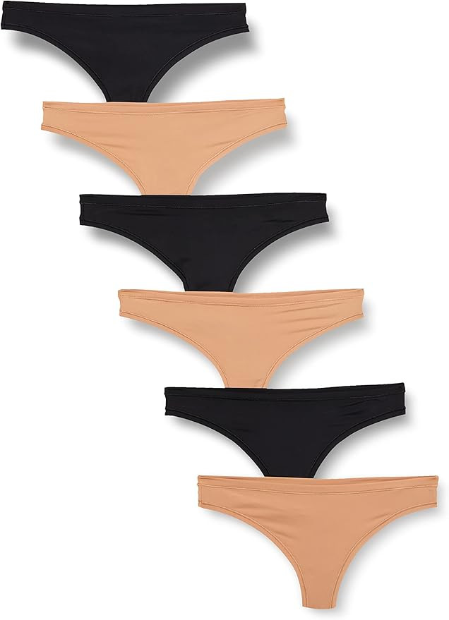 Amazon Essentials Women's Thong Underwear (Available in Plus Size), Pack of 6 | Amazon (US)