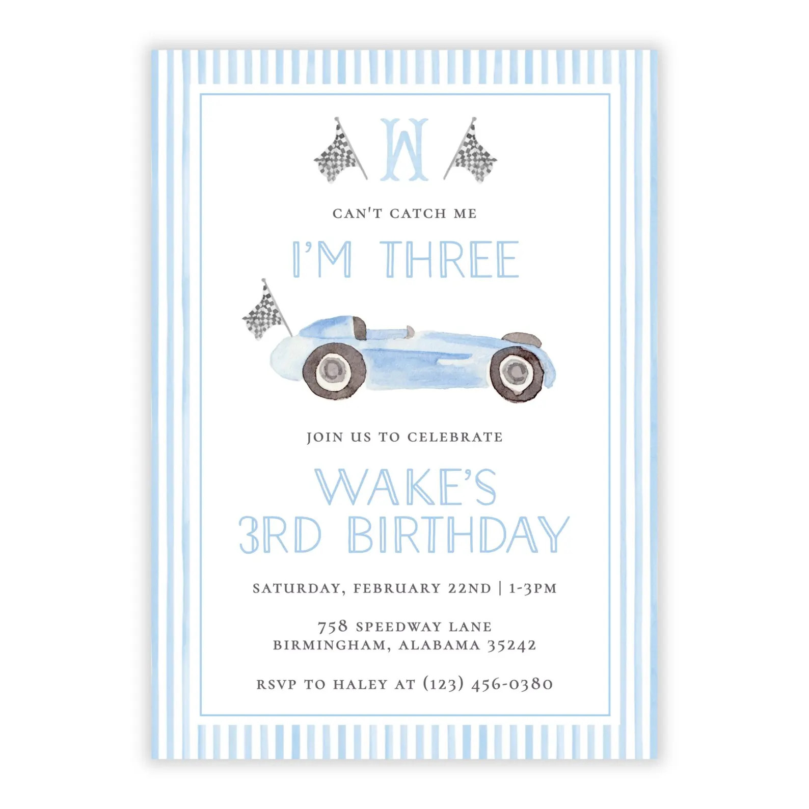 PRINTABLE Blue Vintage Race Car Birthday Invitation Template by Emily Wilt Designs | Etsy (Global)