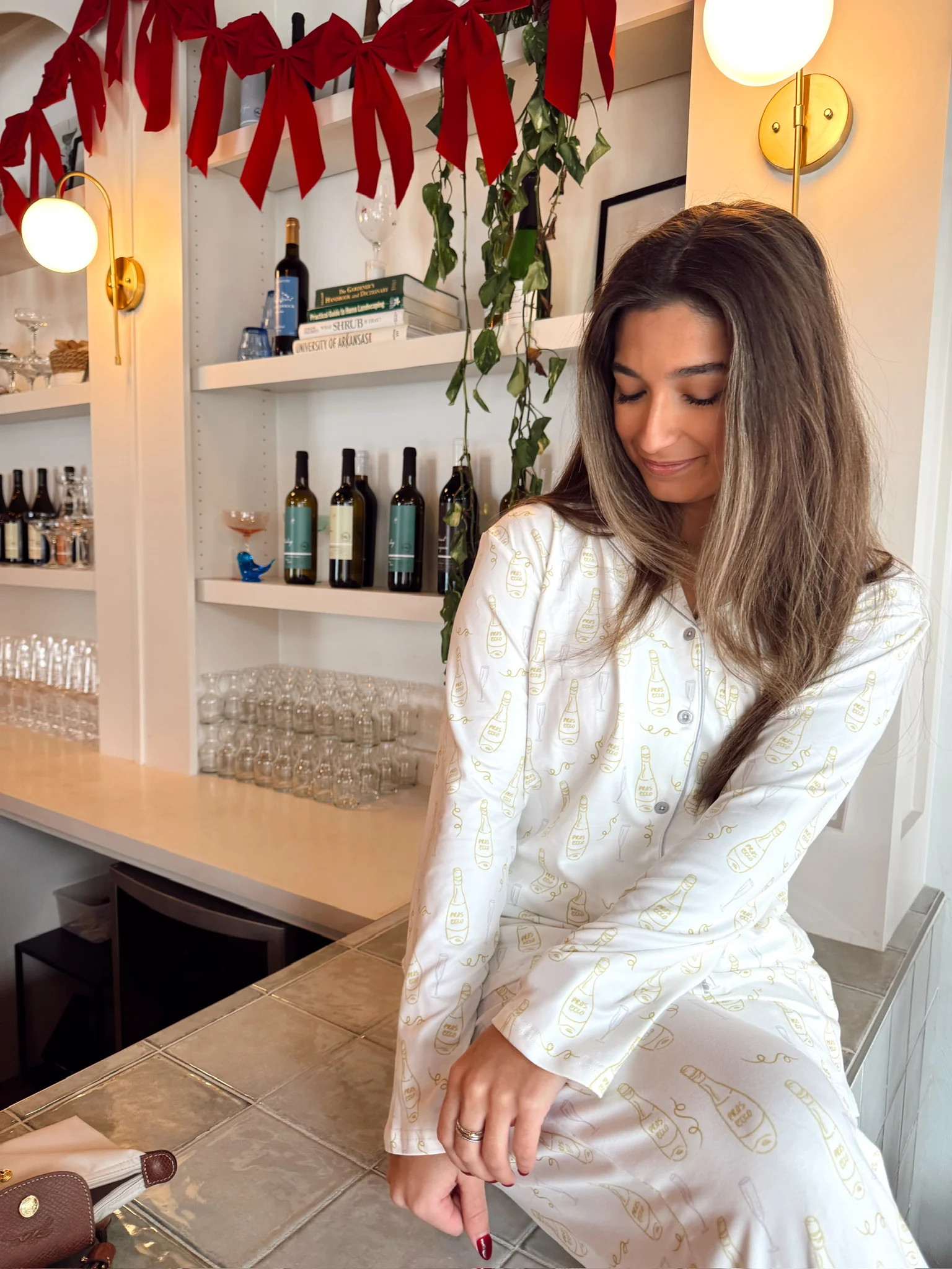 White Prosecco Pajama Set | KenzKustomz