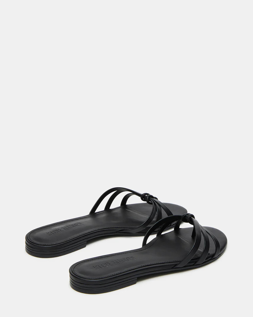 CALISSI Black Leather Strappy Slide Women's Sandal | Steve Madden (US)
