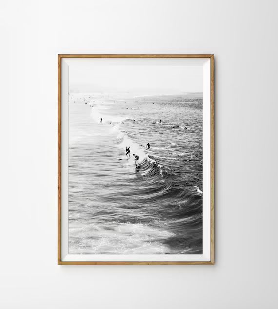 Surf Poster California Wall Art Black and White Ocean Print - Etsy | Etsy (US)