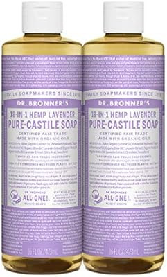 Dr. Bronner’s - Pure-Castile Liquid Soap (Lavender, 16 ounce, 2-Pack) - Made with Organic Oils,... | Amazon (US)