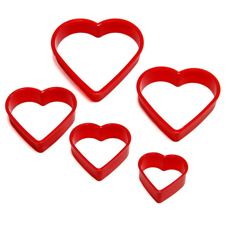 Chef Craft 5 Piece Plastic Heart Shapes Cookie Cutter Set - Sizes Vary from 1.5" to 3" | Walmart (US)