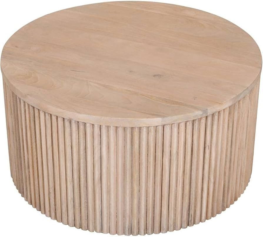 Meridian Furniture Oakhill Collection Modern | Contemporary Round White Oak Finish Coffee Table, ... | Amazon (US)