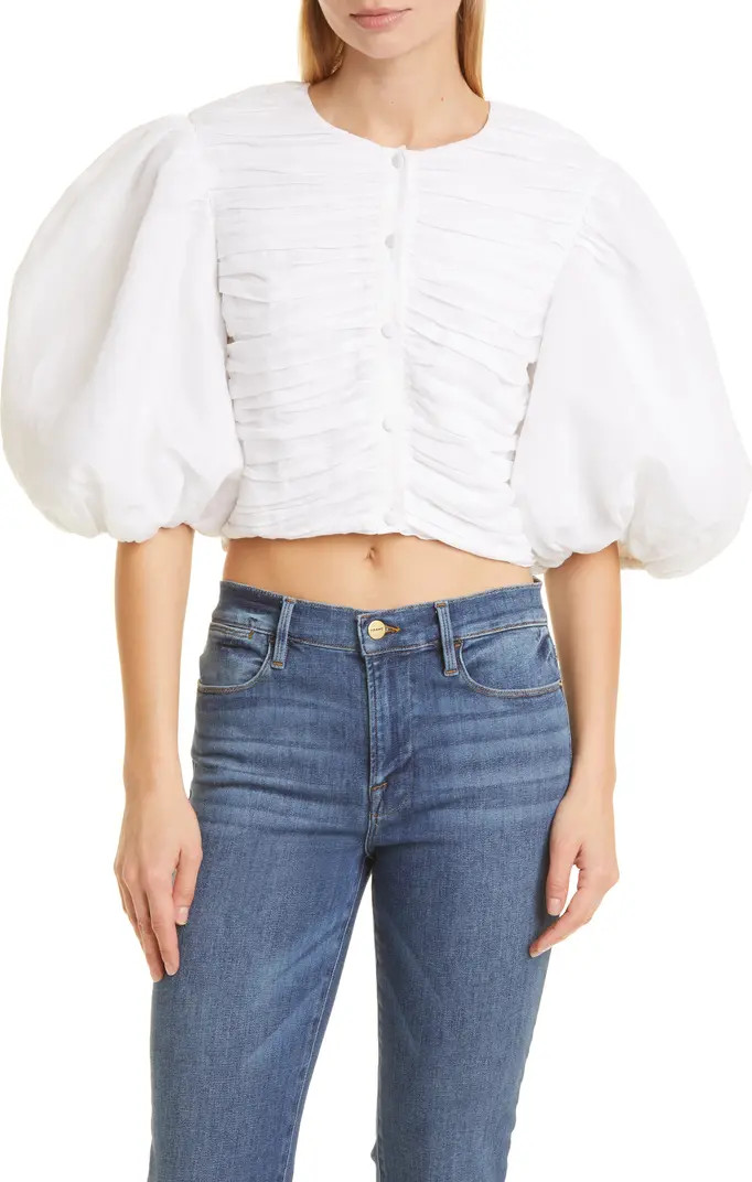 Gathered Puff Sleeve Crop Top | Nordstrom