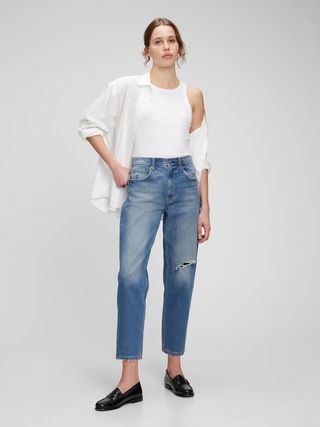 High Rise Pleated Barrel Jeans with Washwell | Gap (US)
