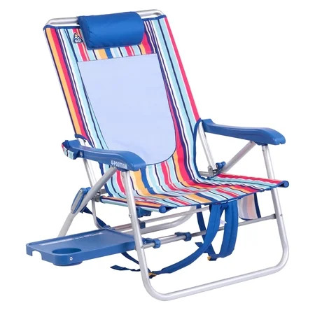 GCI Outdoor Big Surf with Slide Table Lightweight Low Profile Reclining Beach Chair, Multistripe | Walmart (US)