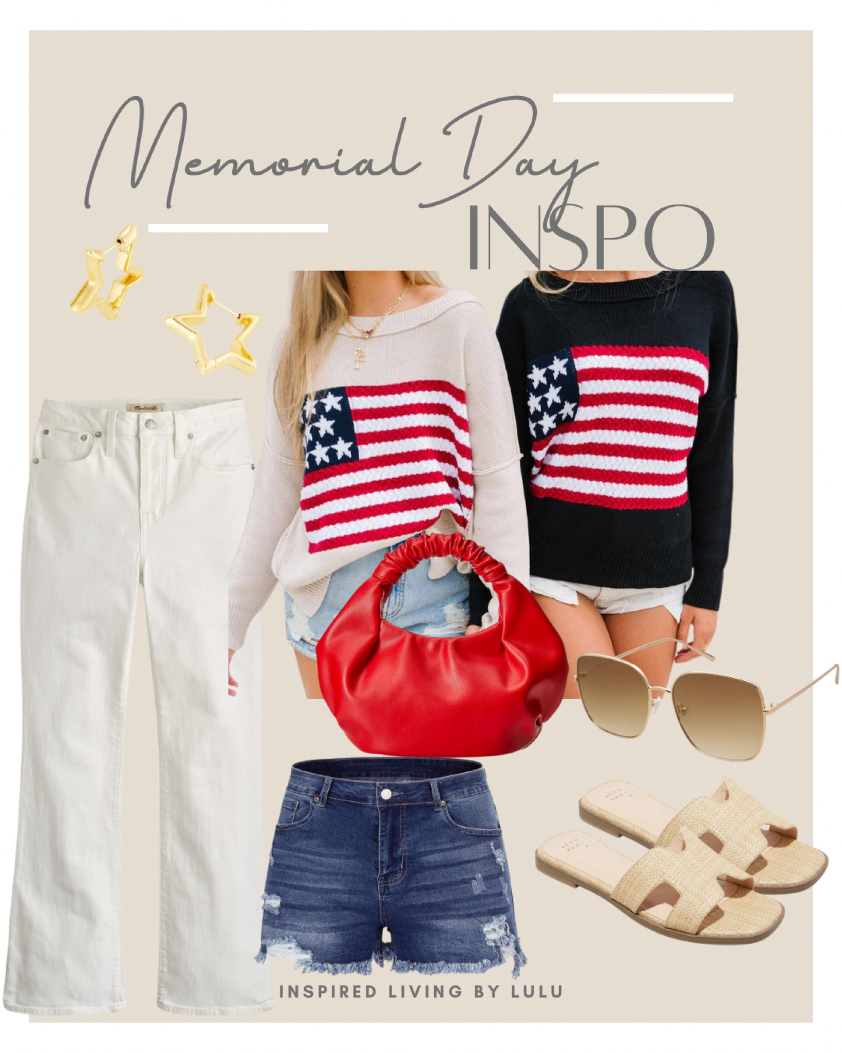 Memorial Day Outfit Idea. Love these American Flag sweaters paired with some white jeans or shorts then adding a pop of color with this red purse. 



#LTKStyleTip #LTKTravel #LTKSeasonal