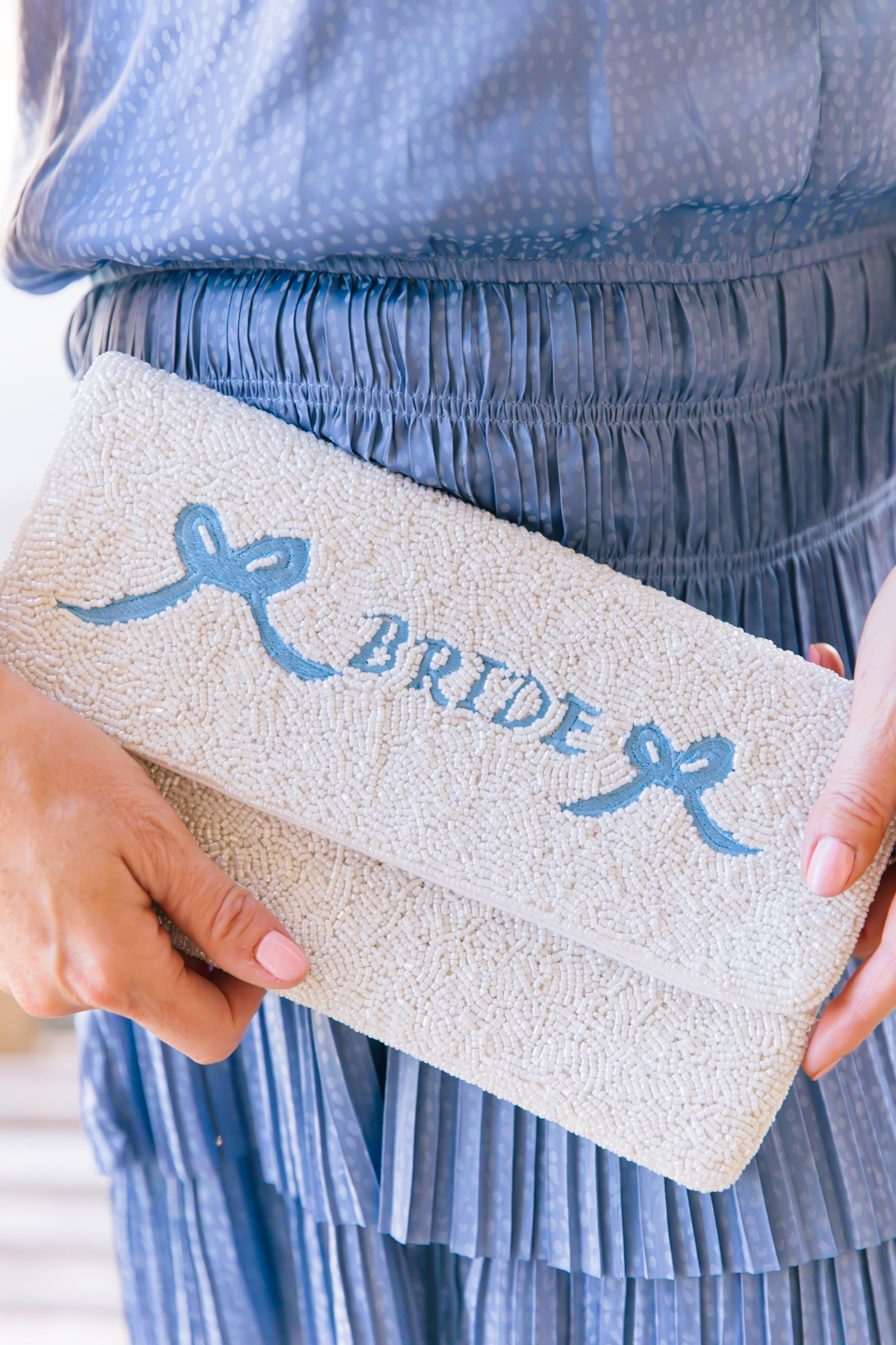 Bride White and Blue - Beaded Clutch | Lisi Lerch Inc