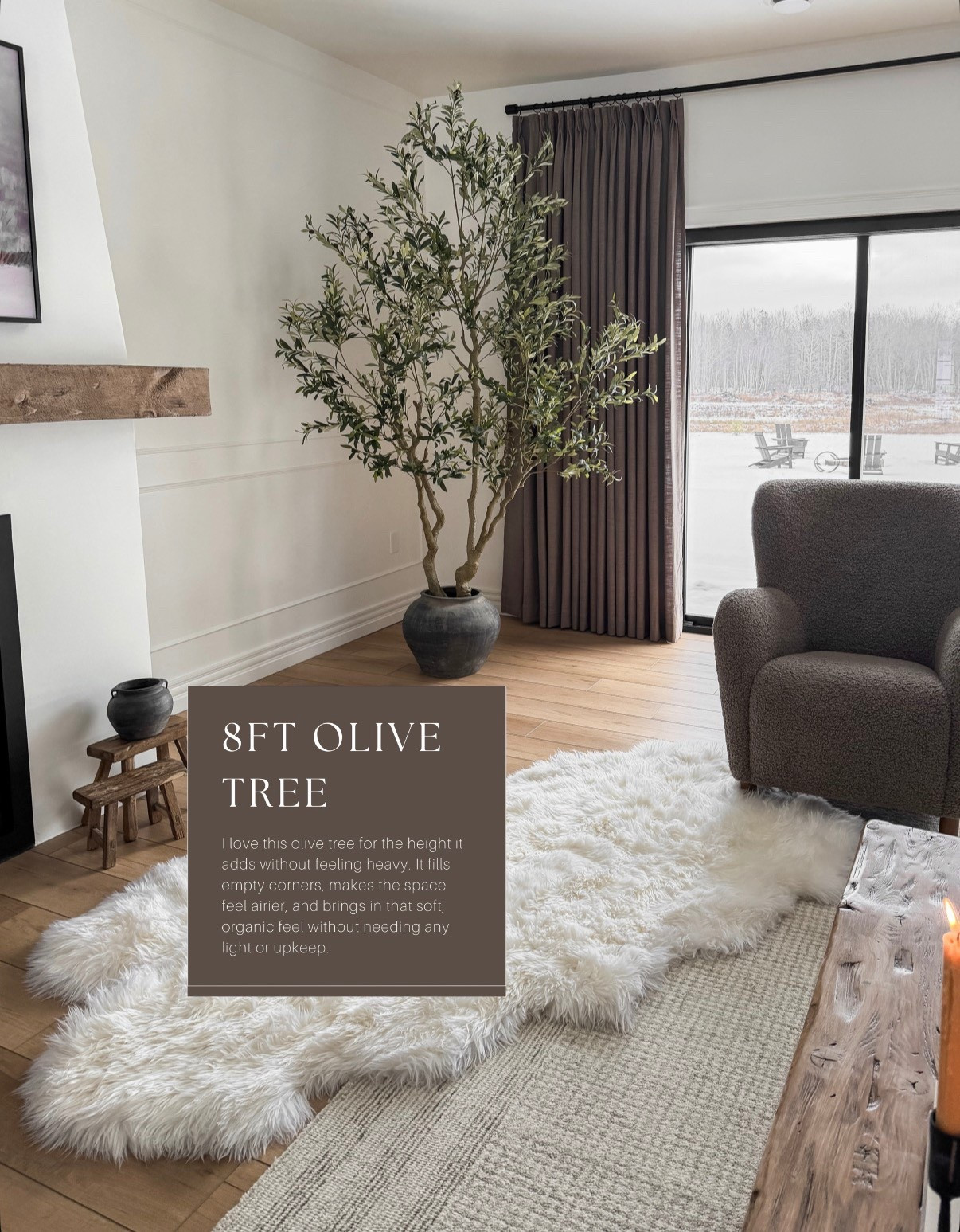 Amazon home staple — 8ft olive tree 🤎

I’d been on the hunt for a tall olive tree like this for a while and the second I found this one, I knew it was the one. The height is perfect, the branches are light and airy, and it adds so much warmth without taking over the room.

I love how it fills empty corners that always feel tricky to style, and the fact that it looks this good without needing light or upkeep is honestly a win. It instantly makes the space feel more finished and cozy.

Such a good find.