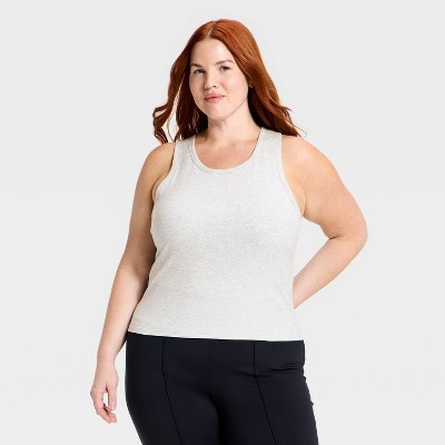 Women's Modal Ribbed Support Tank Top - All In Motion™ Light Heathered Gray 3X | Target