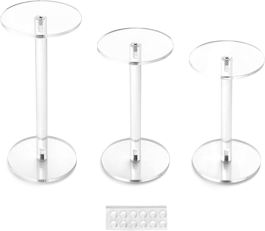 QWORK Round Acrylic Display Stand, Premium Clear Round Riser Stands, Set of 3 | Amazon (US)