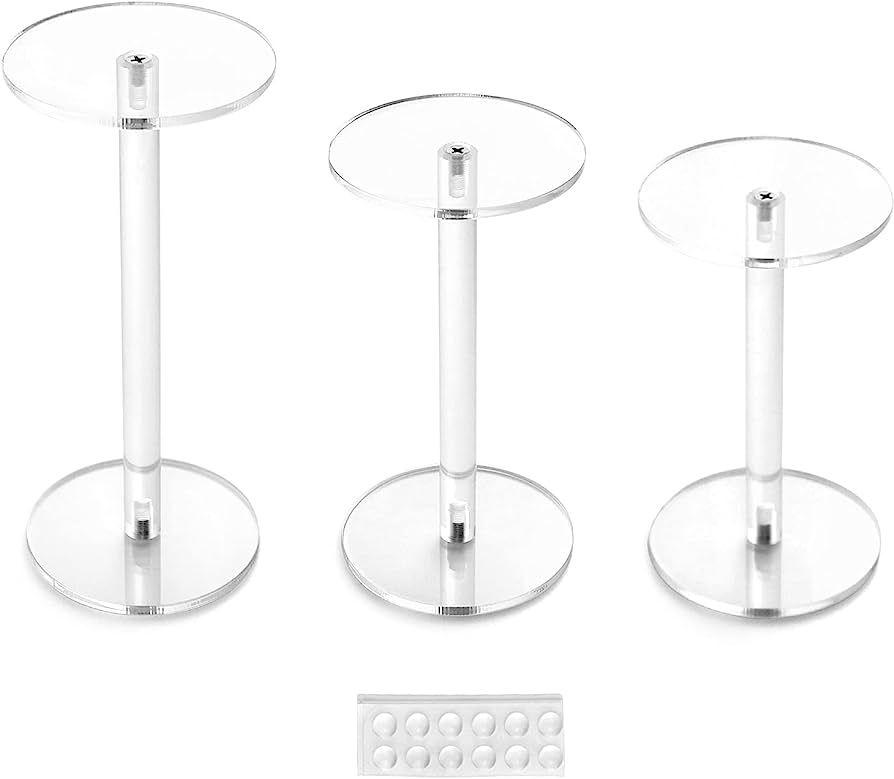 QWORK Round Acrylic Display Stand, Premium Clear Round Riser Stands, Set of 3 | Amazon (US)