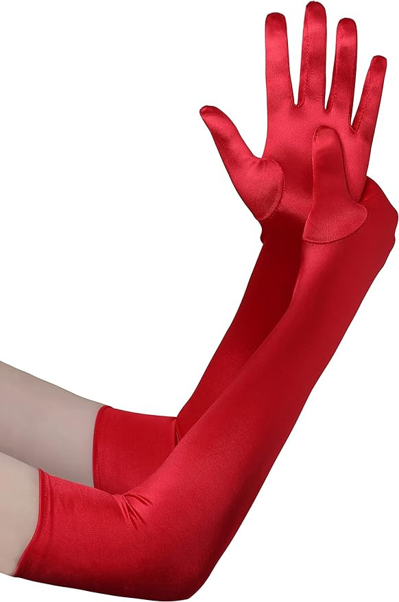 BABEYOND Long Opera Party 1920s Satin Tea Party Gloves Costume Stretchy Adult Size Elbow Length | Amazon (US)