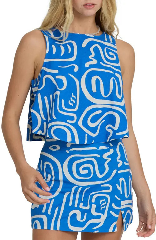 Billabong So Breezy Sleeveless Cotton & Linen Top in True Blue at Nordstrom, Size Medium | Nordstrom