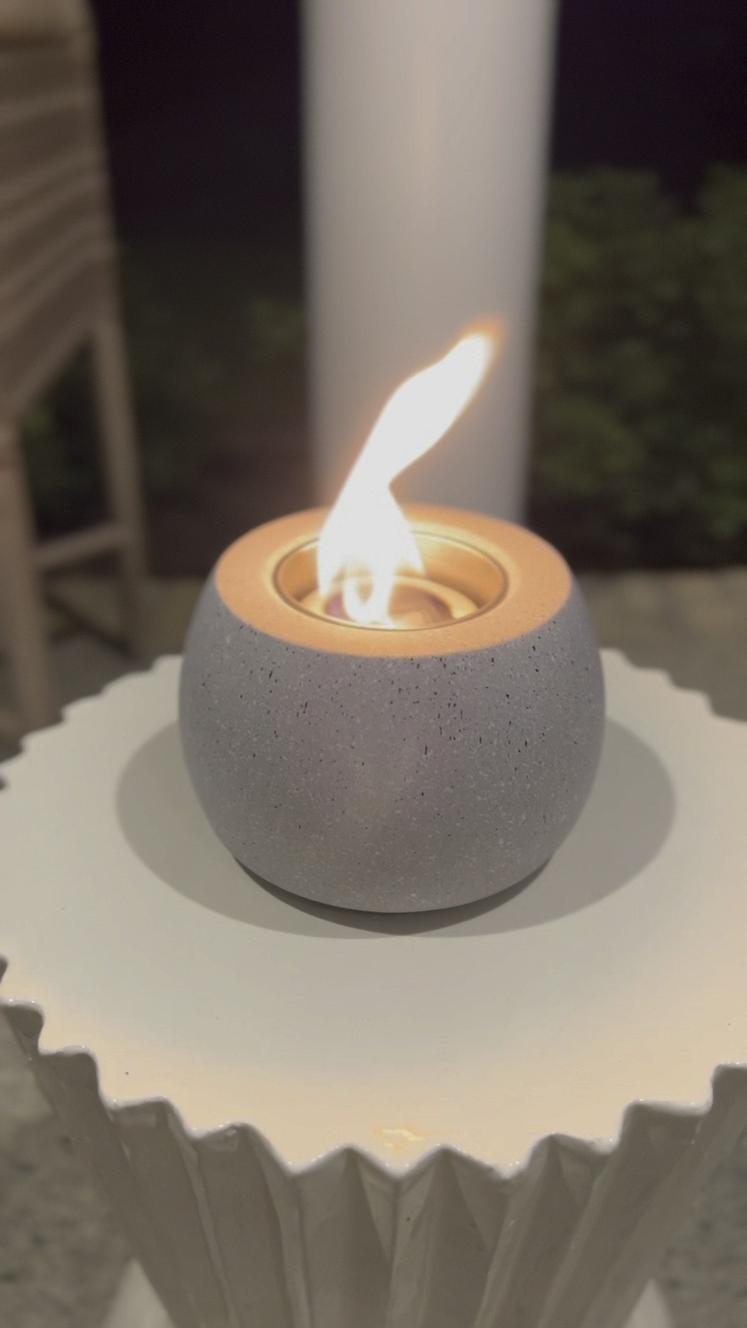 Table top fire pit bowl. Round concrete smokeless tabletop fireplace, outdoor portable mini alcohol firepit for garden, balcony, patio, porch. Use alcohol or ethanol (comes separately)! I used 90% alcohol. Less than $40! Amazon find.

#LTKHome #LTKGiftGuide #LTKVideo