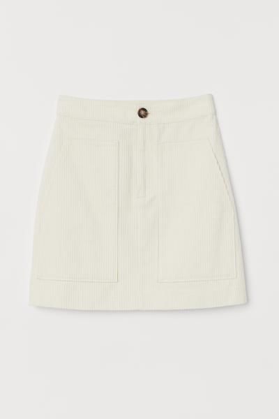 Corduroy skirt - Cream - Ladies | H&M GB | H&M (UK, MY, IN, SG, PH, TW, HK)