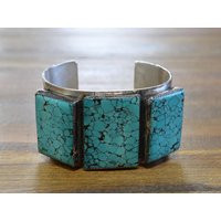 Vintage Turquoise Sterling Silver Cuff Bracelet | Etsy (US)