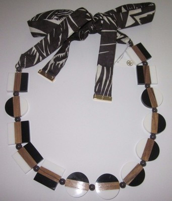 TORY BURCH Color Block Bead Ribbon Necklace BROWN (Retail $225) NWT | eBay US