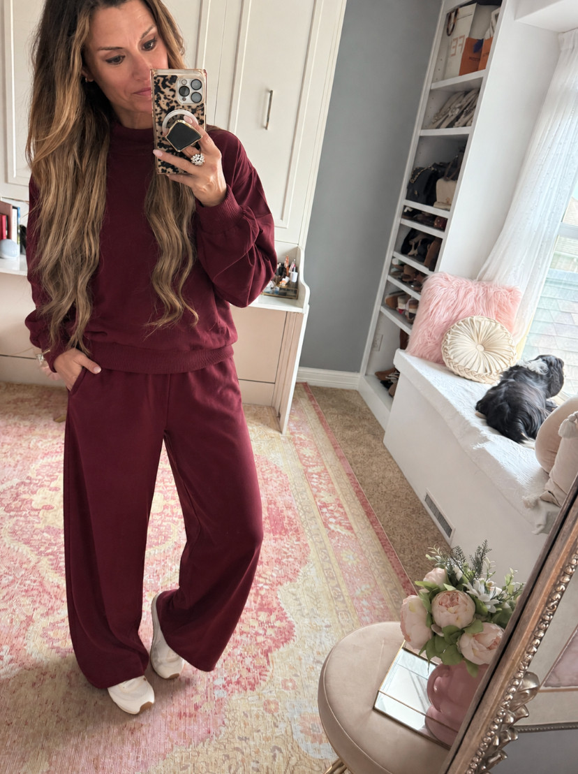 Maroon burgundy set for fall - great for lounging or travel 

 