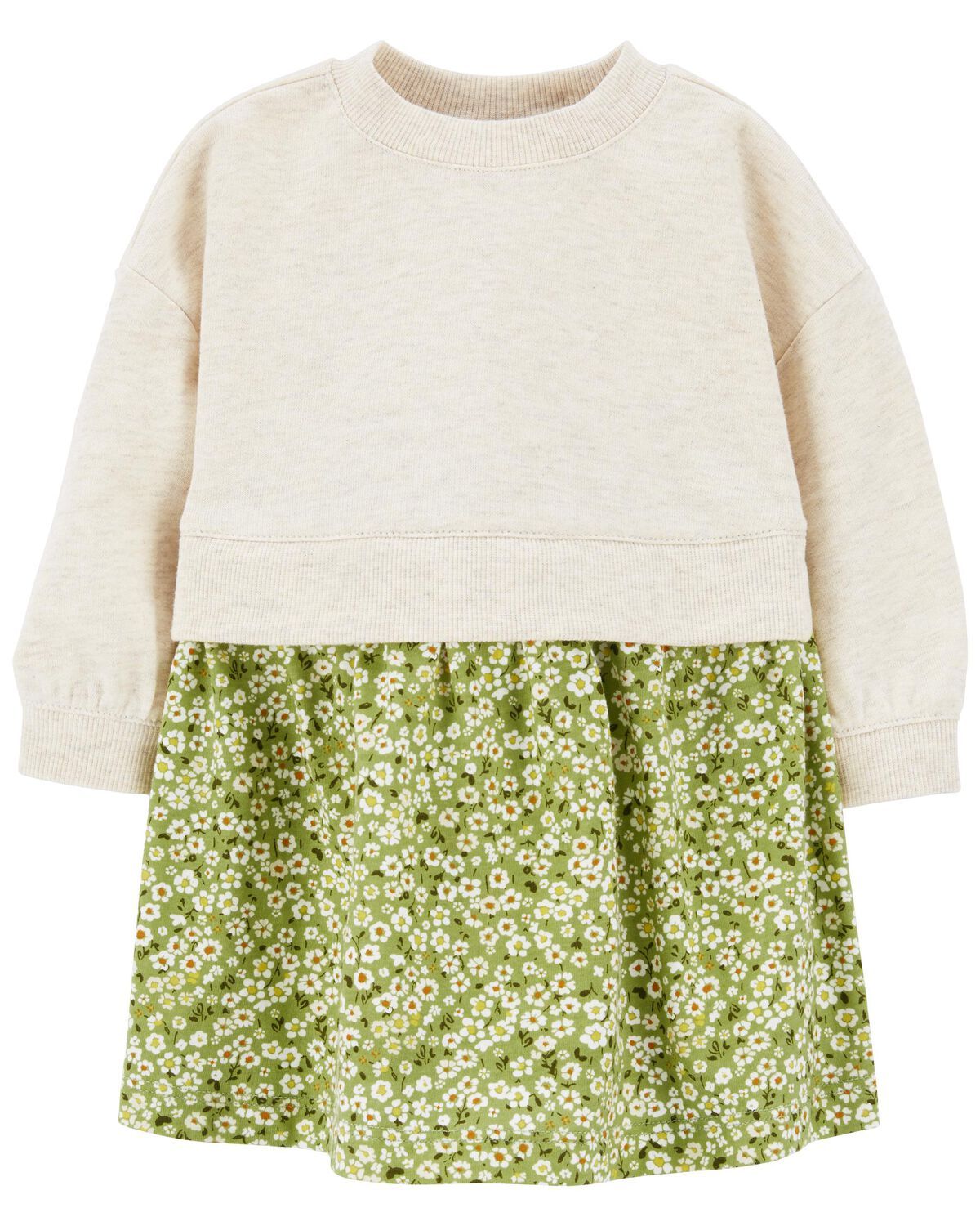 Cream/Green Baby Mixed Print French Terry Dress | carters.com | Carter's
