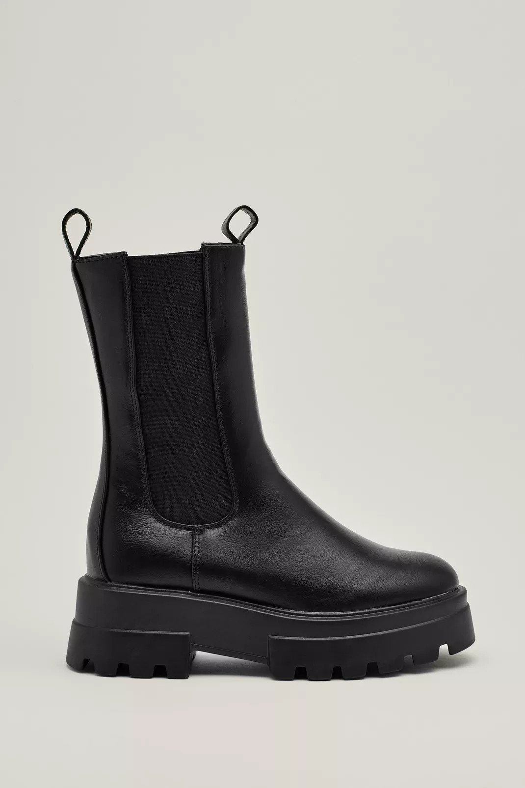 Faux Leather Hi Cleated Chelsea Boots | Nasty Gal (US)