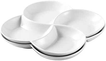 Bruntmor 8.5 inch Modern Set Of 2 Decorative Ceramic Appetizer 4 -Compartment Serving Platter Tra... | Amazon (US)