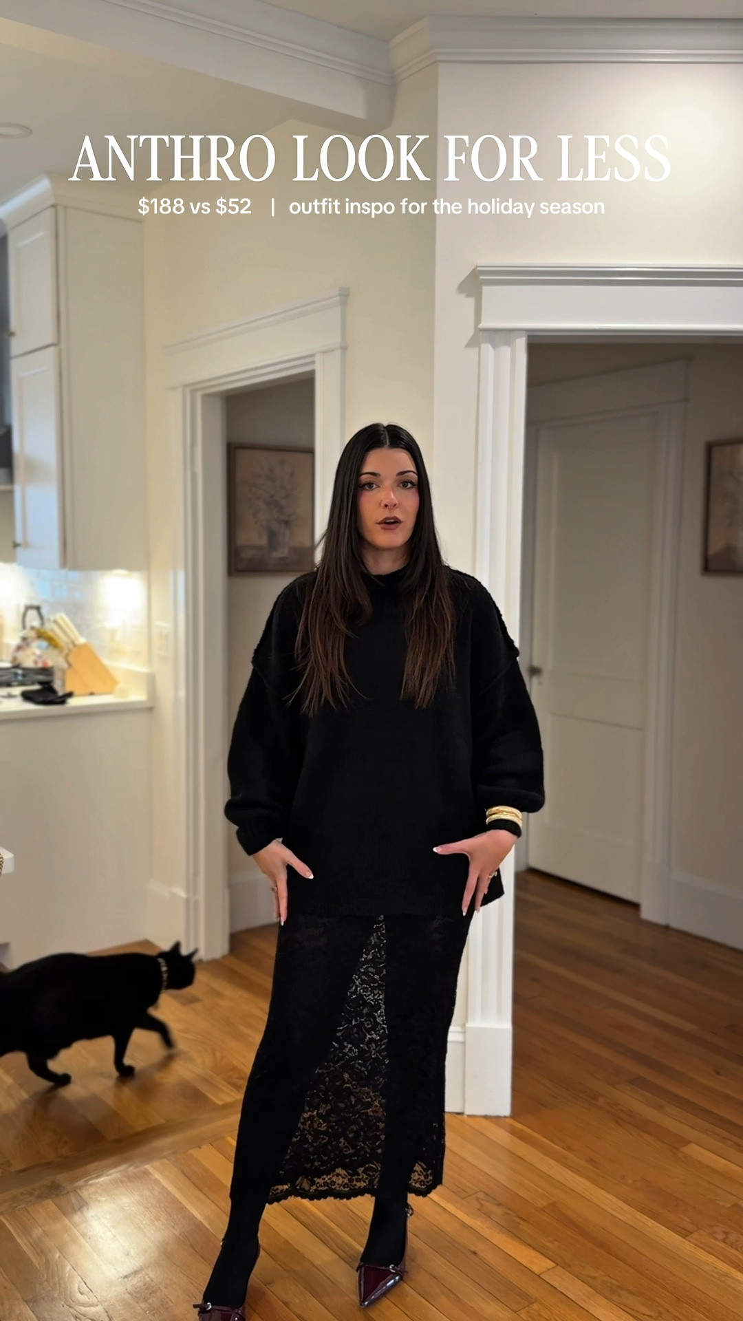 Anthropologie look for less! Oversized sweater & a lace skirt with a burgundy kitten heel for the holiday seasonn

#LTKootd #LTKStyleTip #LTKFindsUnder50