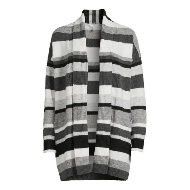 Time and Tru Women's Fuzzy Cardigan Sweater with Pockets, Midweight, Sizes XS-XXXL | Walmart (US)