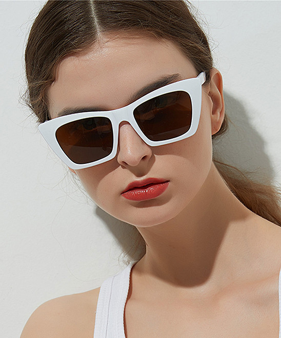 FlowerHorse Women's Sunglasses white - White & Brown Square Sunglasses | Zulily