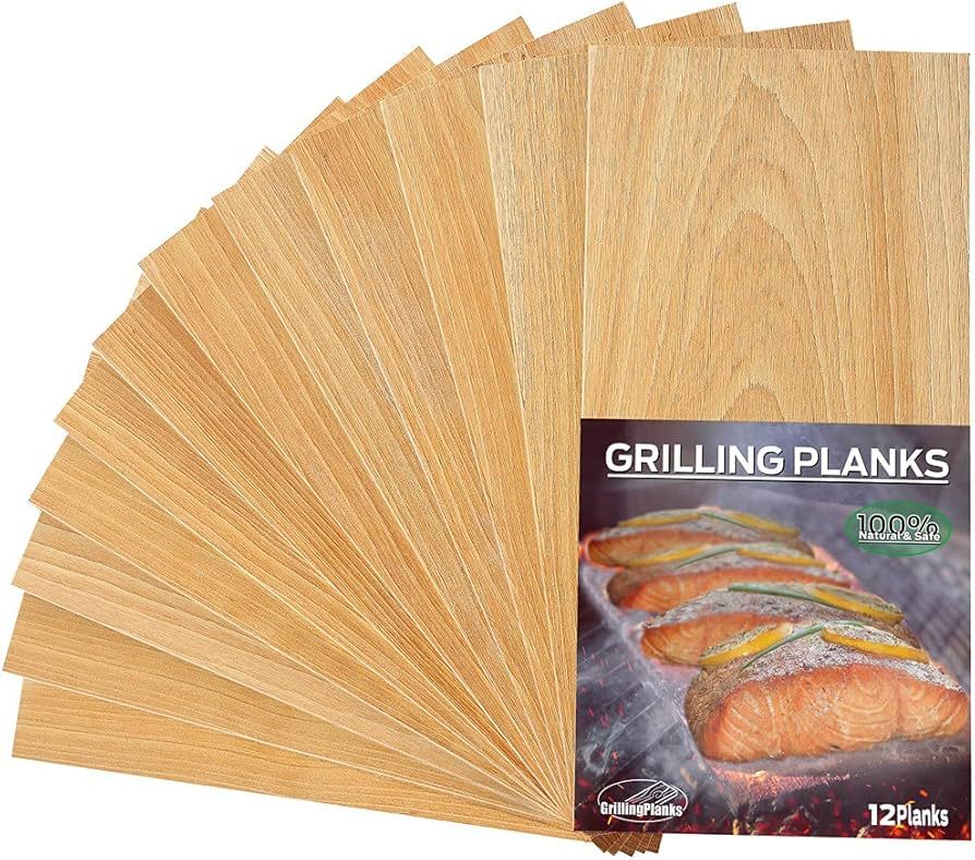 GrillingPlanks 12 Pack Cedar Planks for Grilling Salmon, Fish, Meat and Veggies. Add Extra Smoke ... | Amazon (US)