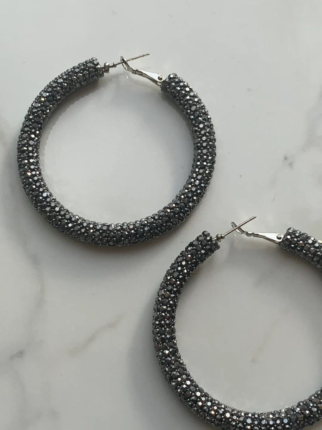 Boucles d'oreilles en cristal pour femmes créoles gris foncé goutte strass goutte dangle chunky... | Etsy (FR)