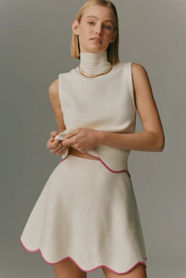 Maeve Scalloped-Hem Sweater Mini Skirt | Anthropologie (US)