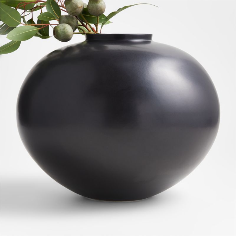 Jimena Black Round Vase + Reviews | Crate & Barrel | Crate & Barrel