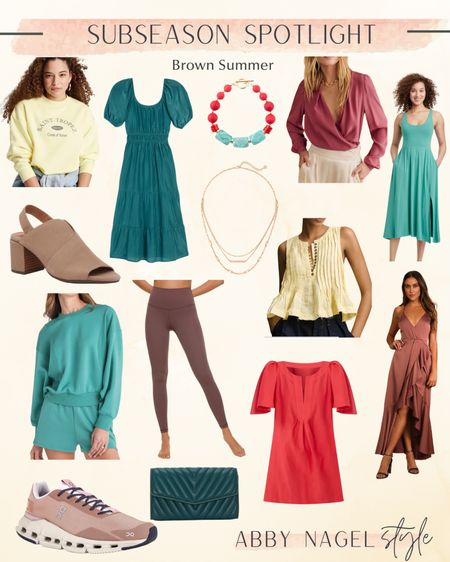 Brown Summers often WOW in Jade, Sea Green, Mushroom, Rosebrown, Musk Pink, Primrose, and Coral Red.  

#LTKfindsunder100 #LTKstyletip #LTKfindsunder50