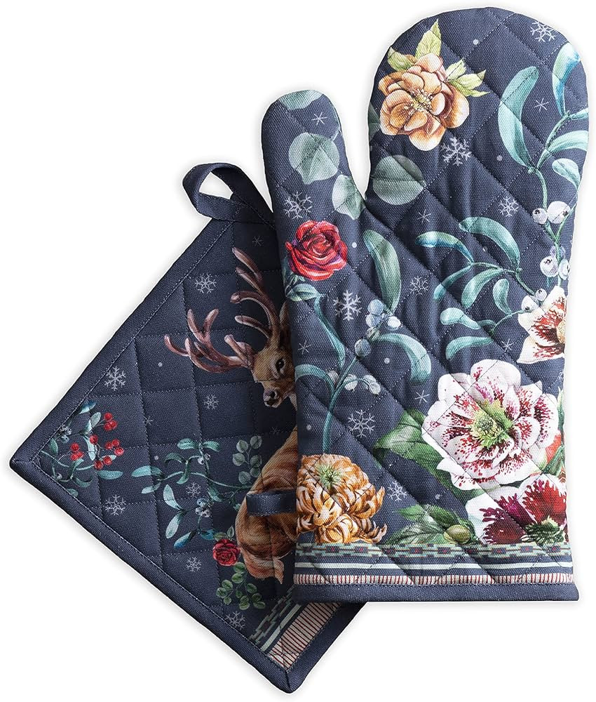 Maison d' Hermine Oven Mitt (7.5"x13") & Pot Holder (8"x8") 100% Cotton Kitchen Oven Mitt + Pot H... | Amazon (US)