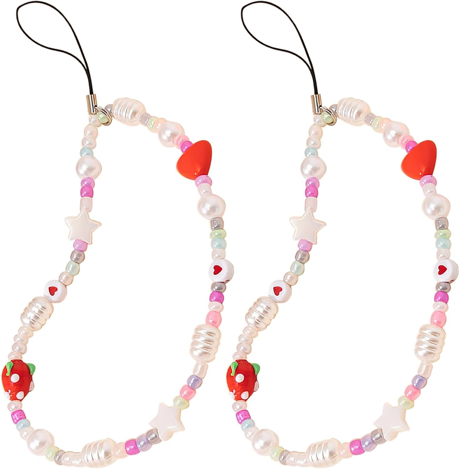 Beaded Phone Charm Camera Lanyard Strap Fixed Beads Pearl Lanyard Wristlet Chain | Amazon (US)
