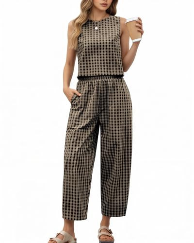 2 Piece Sets For Women 2025 Summer Fall Matching Wide Leg Crop Pants Outfits Travel Vacation Beac... | Amazon (US)