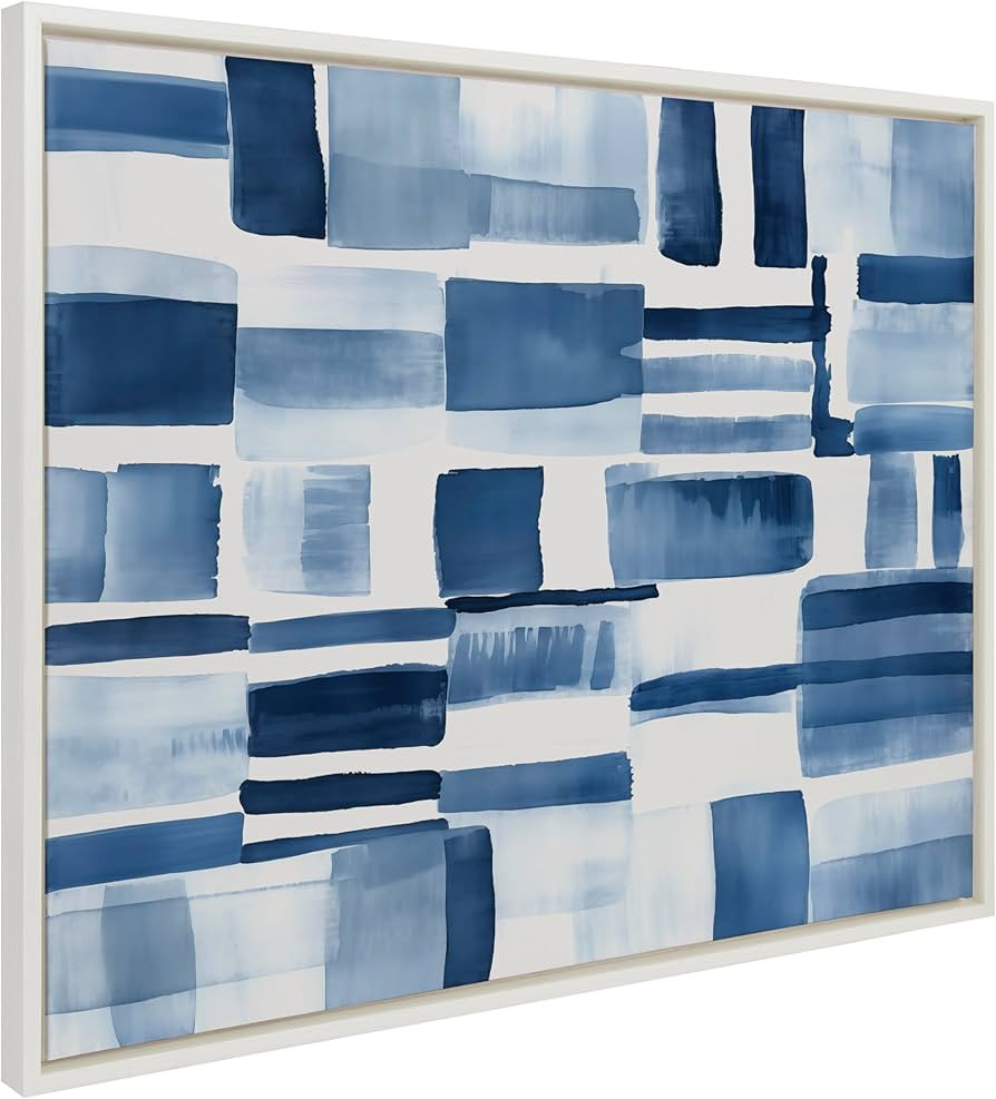 Kate and Laurel Sylvie Coastal Abstract Framed Canvas Wall Art by Amy Lighthall, 31.5x41.5 White,... | Amazon (US)